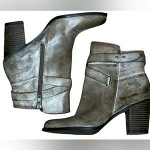 Arturo Chiang Sanya Gray Antiqued Leather Ankle Boots Size 6.5
